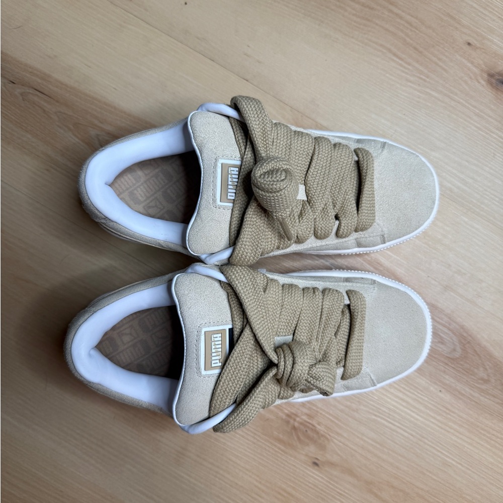 Puma Tan and White Skateboard Sneakers